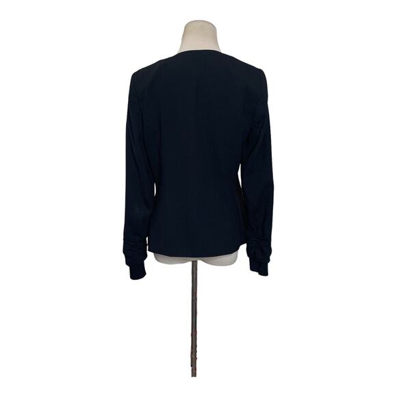 Adrianna Papell long sleeves ruched wrists one button black blazer size 6 - Picture 8 of 9